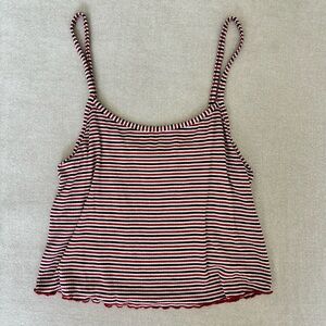 Topshop Red, Black & White Striped Spaghetti Strap Tank